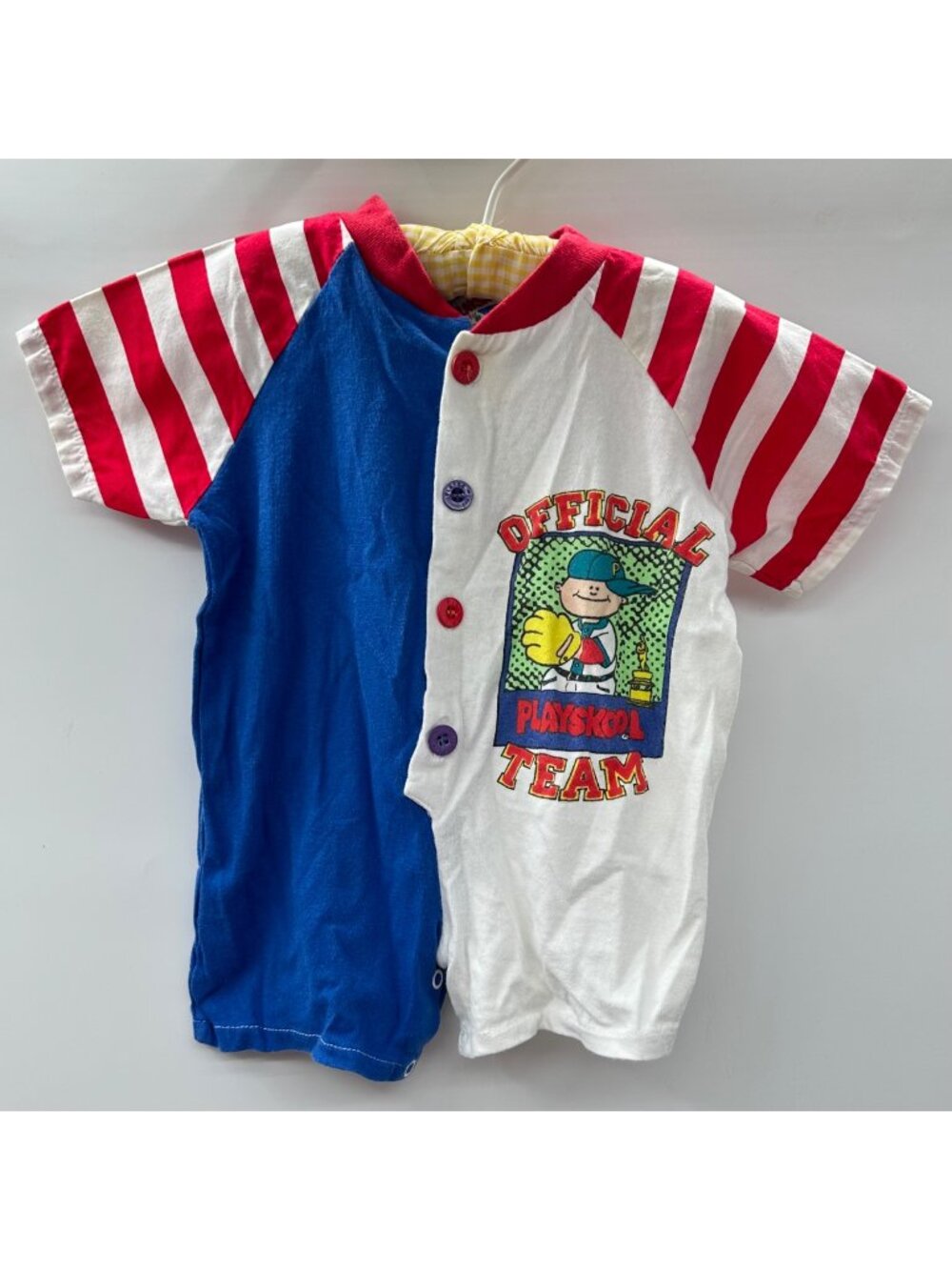 Vintage 1989 Playskool Baby Romper Official Team Red White & Blue Striped 12M